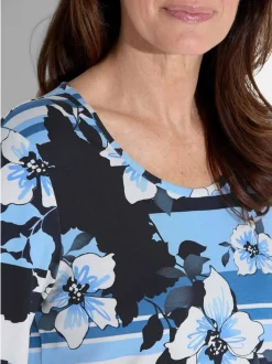 Goldner Damen T-Shirt in blau - Ausschnitt: Rundhals