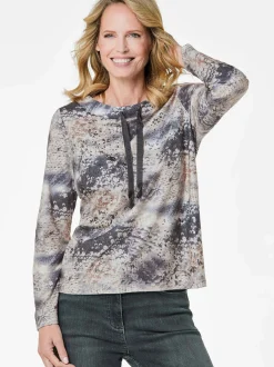 Goldner Damen T-Shirt in grau mehrfarbig