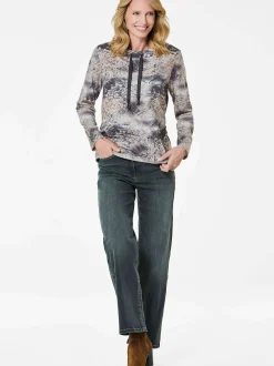 Goldner Damen T-Shirt in grau mehrfarbig