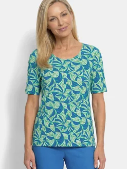 Goldner Damen T-Shirt in grün - Ausschnitt: Rundhals