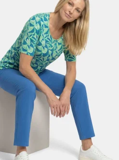 Goldner Damen T-Shirt in grün - Ausschnitt: Rundhals