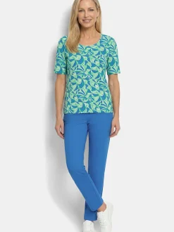 Goldner Damen T-Shirt in grün - Ausschnitt: Rundhals