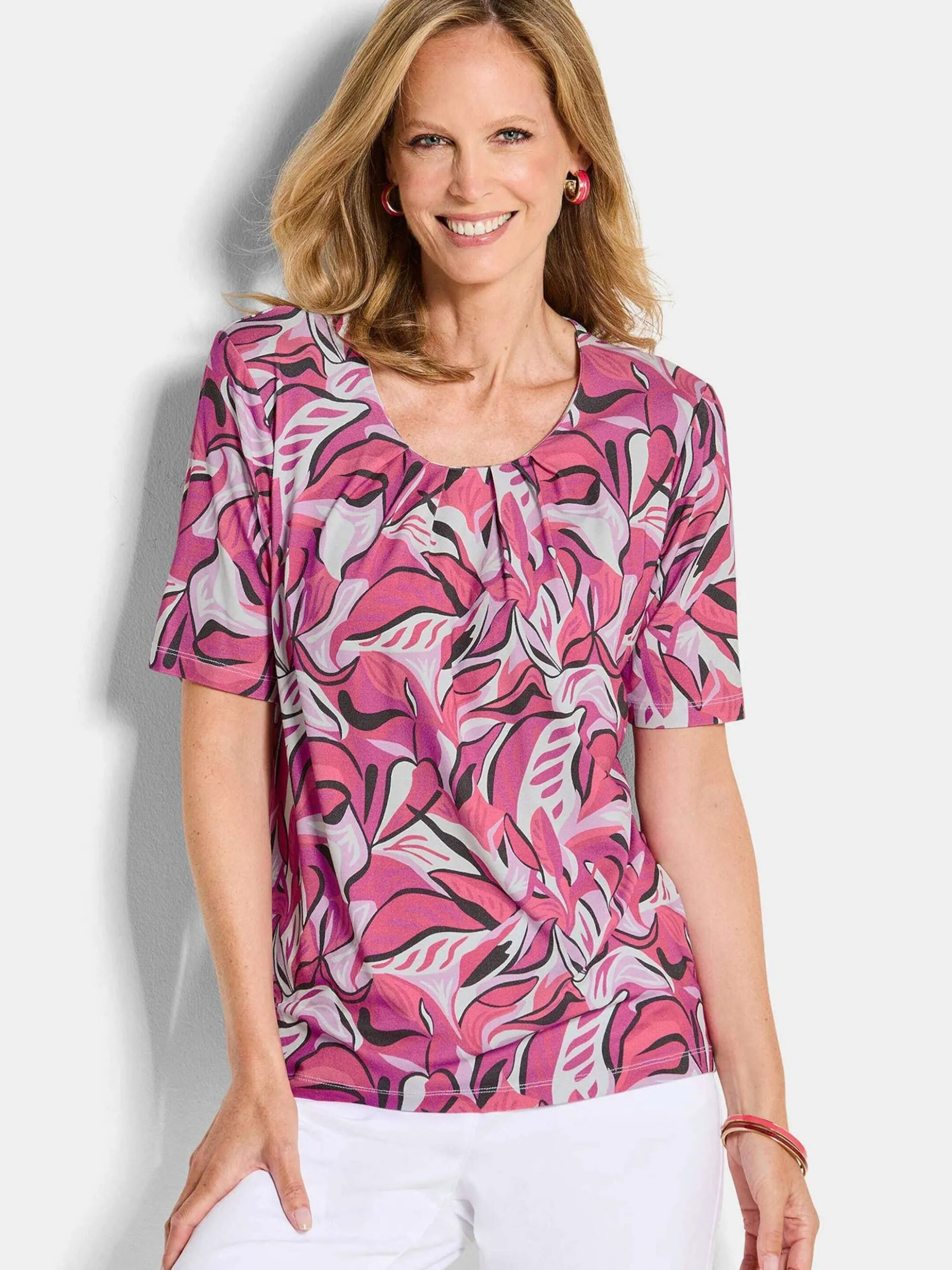 Goldner Damen T-Shirt in pink - Ausschnitt: Rundhals