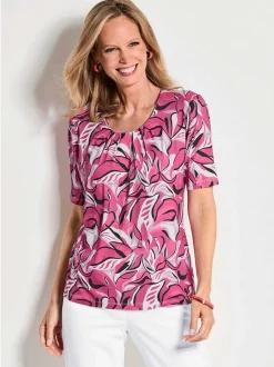 Goldner Damen T-Shirt in pink - Ausschnitt: Rundhals