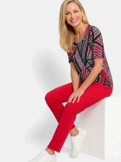 Goldner Damen T-Shirt in schwarz - Ausschnitt: Rundhals