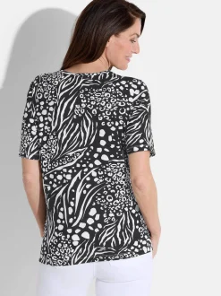 Goldner Damen T-Shirt in schwarz - Ausschnitt: Rundhals