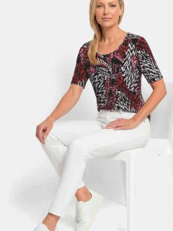 Goldner Damen T-Shirt in schwarz - Ausschnitt: Rundhals