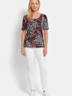 Goldner Damen T-Shirt in schwarz - Ausschnitt: Rundhals