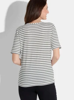 Goldner Damen T-Shirt in weiß - Ausschnitt: Rundhals