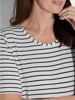 Goldner Damen T-Shirt in weiß - Ausschnitt: Rundhals