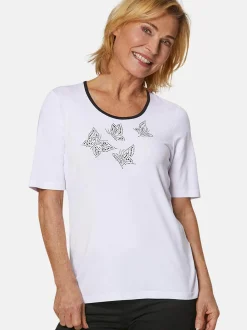 Goldner Damen T-Shirt in weiß - Ausschnitt: Rundhals