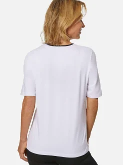 Goldner Damen T-Shirt in weiß - Ausschnitt: Rundhals