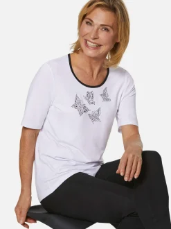 Goldner Damen T-Shirt in weiß - Ausschnitt: Rundhals