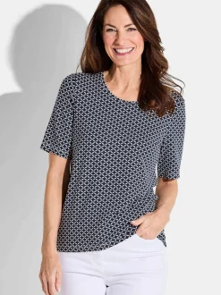 Goldner Damen T-Shirt - Kurzgröße in marine