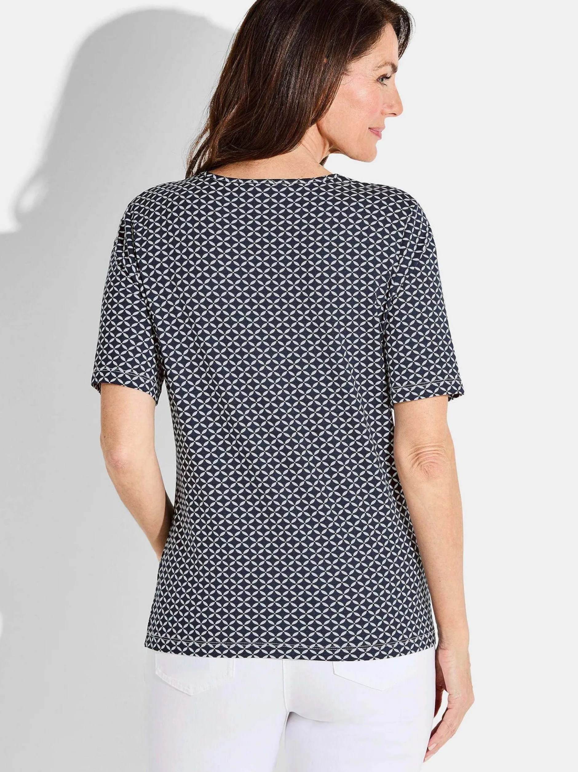 Goldner Damen T-Shirt - Kurzgröße in marine