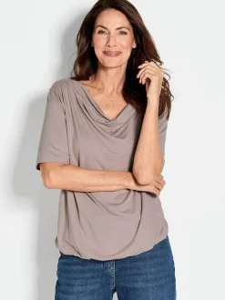 Goldner Damen T-Shirt - Kurzgröße in taupe
