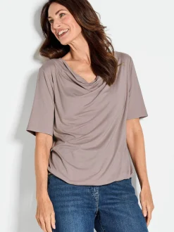 Goldner Damen T-Shirt - Kurzgröße in taupe