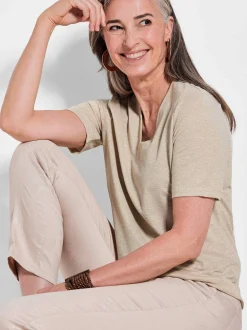 Goldner Damen T-Shirts in beige - Ärmel: Halbarm