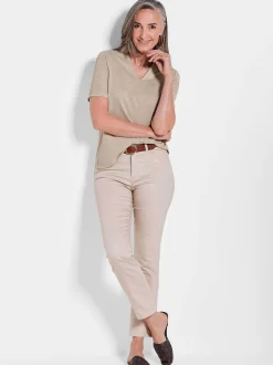 Goldner Damen T-Shirts in beige - Ärmel: Halbarm