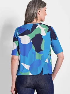 Goldner Damen T-Shirts in blau - Ausschnitt: Wasserfall
