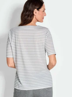 Goldner Damen T-Shirts in grau - Ausschnitt: U-Boot