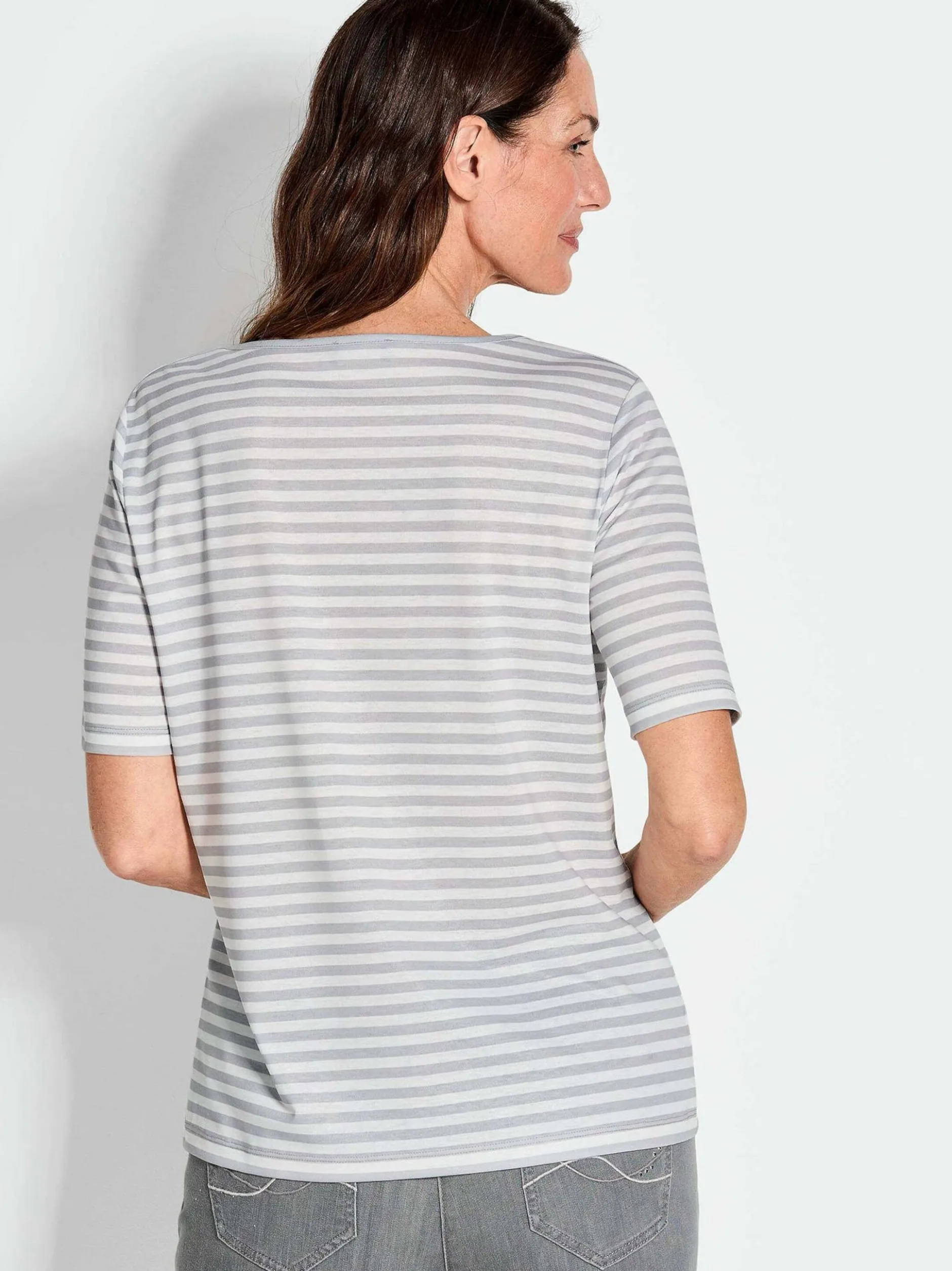 Goldner Damen T-Shirts in grau - Ausschnitt: U-Boot