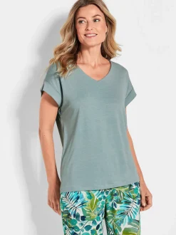 Goldner Damen T-Shirts in grün - Ärmel: kurzarm
