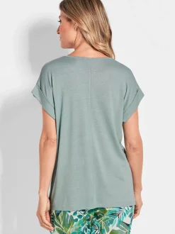 Goldner Damen T-Shirts in grün - Ärmel: kurzarm