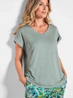 Goldner Damen T-Shirts in grün - Ärmel: kurzarm