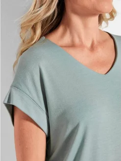 Goldner Damen T-Shirts in grün - Ärmel: kurzarm