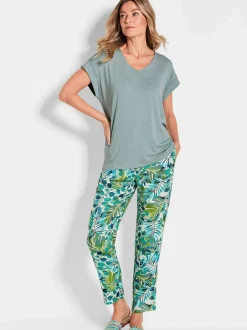 Goldner Damen T-Shirts in grün - Ärmel: kurzarm