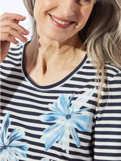 Goldner Damen T-Shirts in marine - Ausschnitt: Rundhals