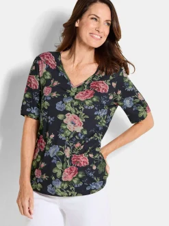 Goldner Damen T-Shirts in marine - Ärmel: Halbarm