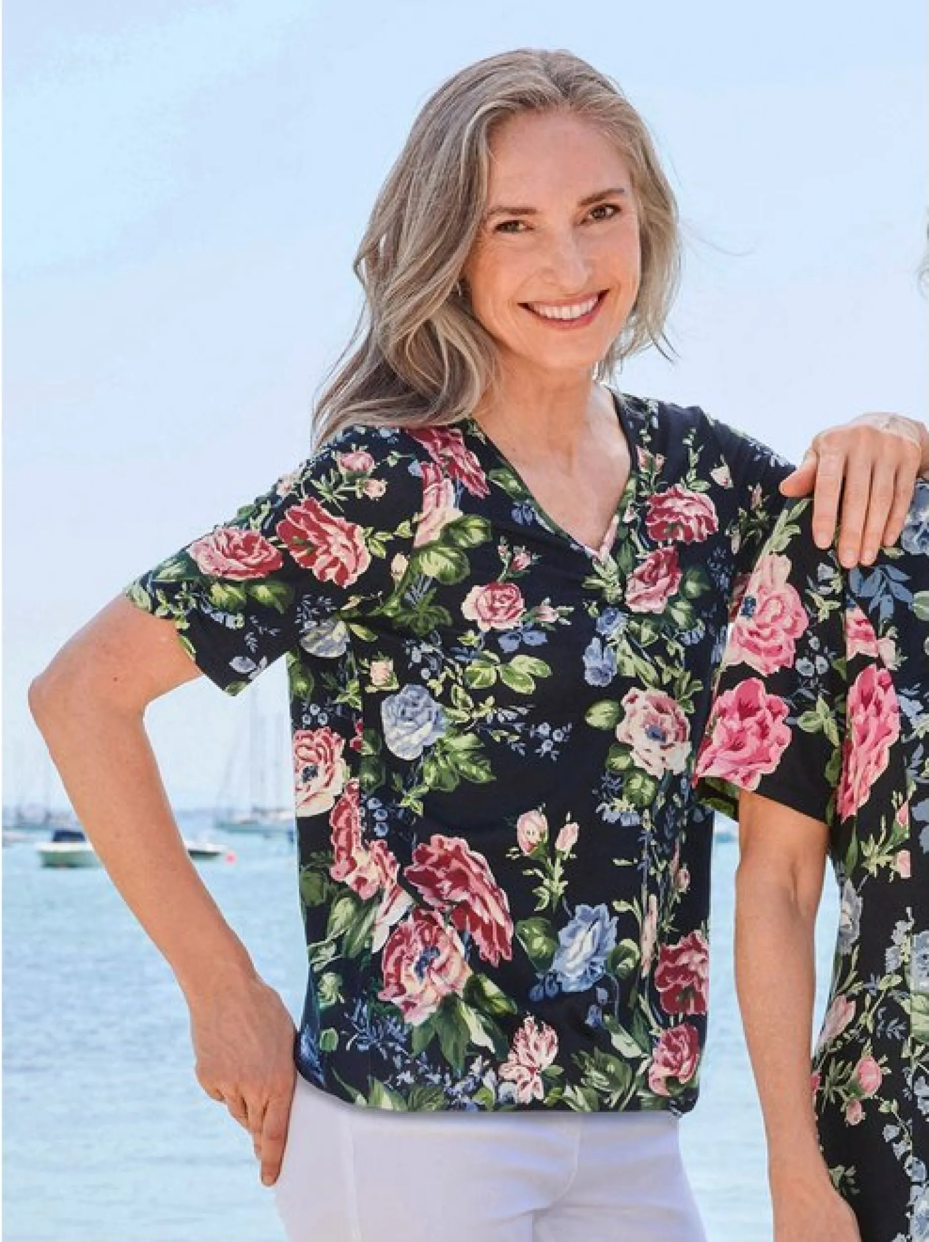 Goldner Damen T-Shirts in marine - Ärmel: Halbarm