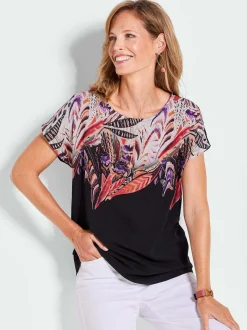 Goldner Damen T-Shirts in schwarz - Ausschnitt: U-Boot