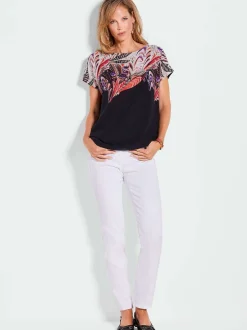Goldner Damen T-Shirts in schwarz - Ausschnitt: U-Boot