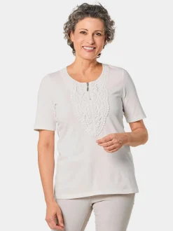 Goldner Damen T-Shirts in weiß - Ausschnitt: Rundhals