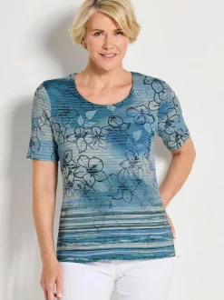 Goldner Damen T-Shirts - Kurzgröße in blau
