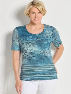 Goldner Damen T-Shirts - Kurzgröße in blau