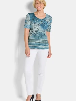 Goldner Damen T-Shirts - Kurzgröße in blau