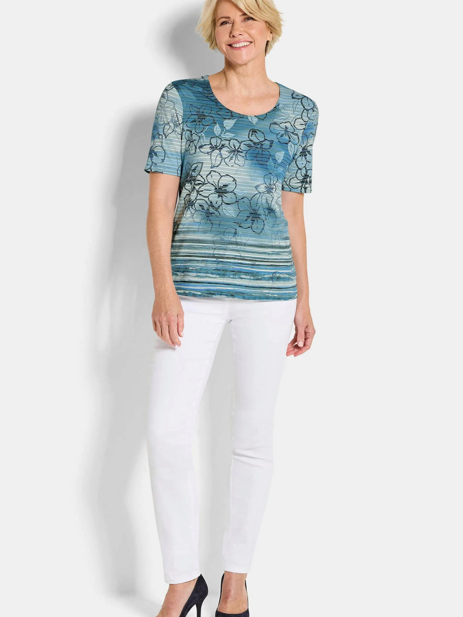 Goldner Damen T-Shirts - Kurzgröße in blau