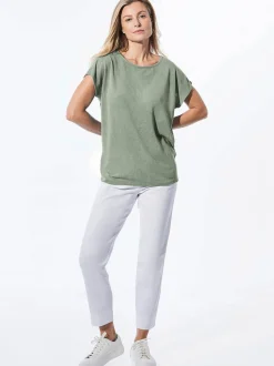 Goldner Damen T-Shirts - Kurzgröße in grün