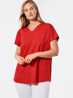 Goldner Damen T-Shirts - Kurzgröße in rot