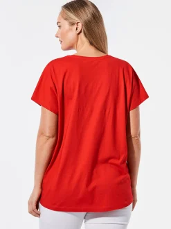 Goldner Damen T-Shirts - Kurzgröße in rot