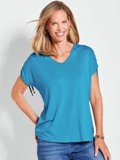 Goldner Damen T-Shirts - Kurzgröße in türkis