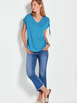 Goldner Damen T-Shirts - Kurzgröße in türkis