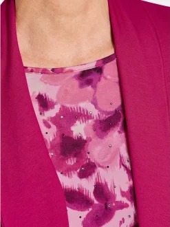 Goldner Damen Twinset-Oberteil in aubergine