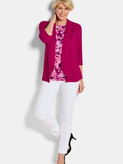 Goldner Damen Twinset-Oberteil in aubergine