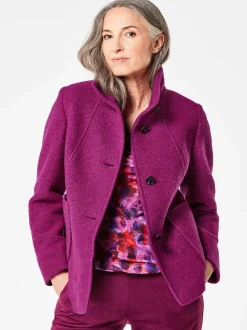 Goldner Damen Wolljacken in aubergine