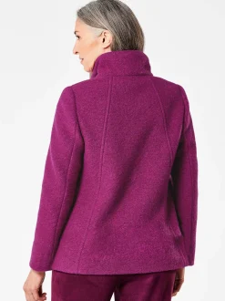 Goldner Damen Wolljacken in aubergine